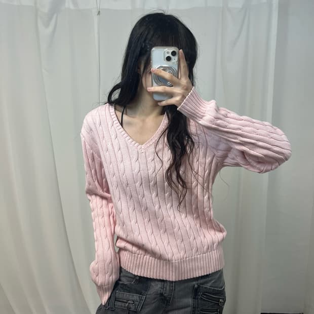 Polo Light Pink Cable Knit