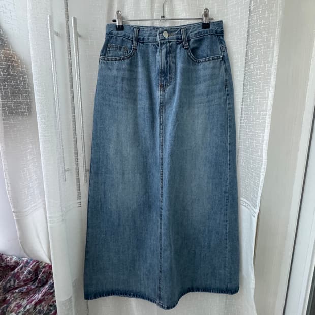 3/4 three quarter 데님 롱 스커트 M