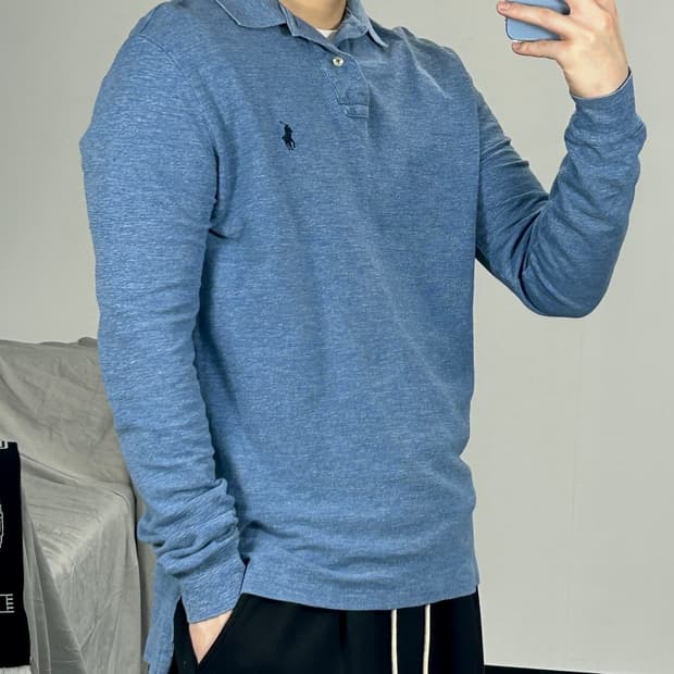폴로 랄프로렌 더스티블루 긴팔 PK M 