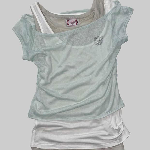 스컬프터 Lazy Sleeveless Layered Tee Mint m