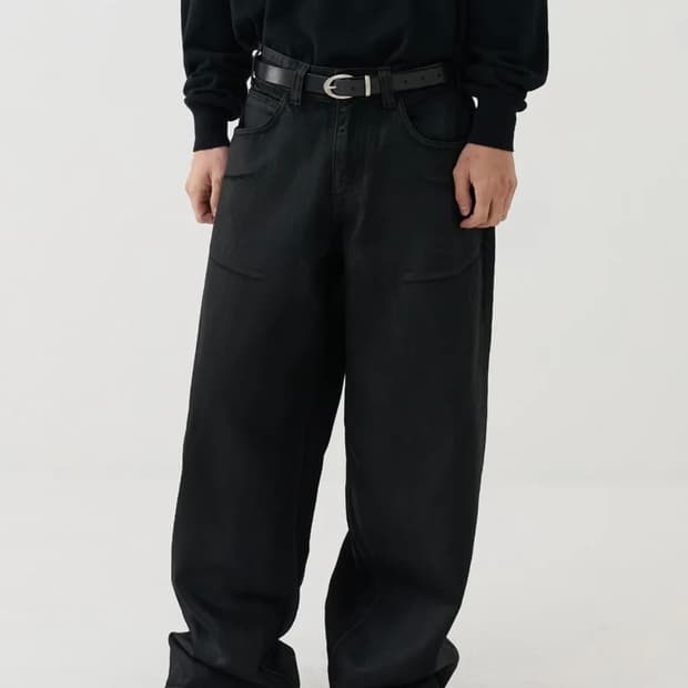 노운 25fw 코팅 데님 팬츠