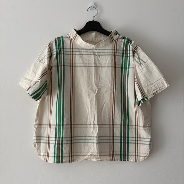 빔즈보이 체크 블라우스