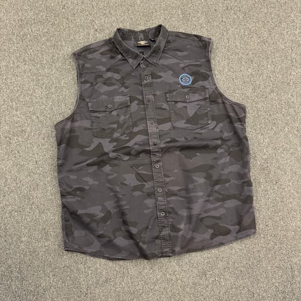 3XL)할리데이비슨 빈티지 패치 자수 커스텀 조끼 베스트 셔츠