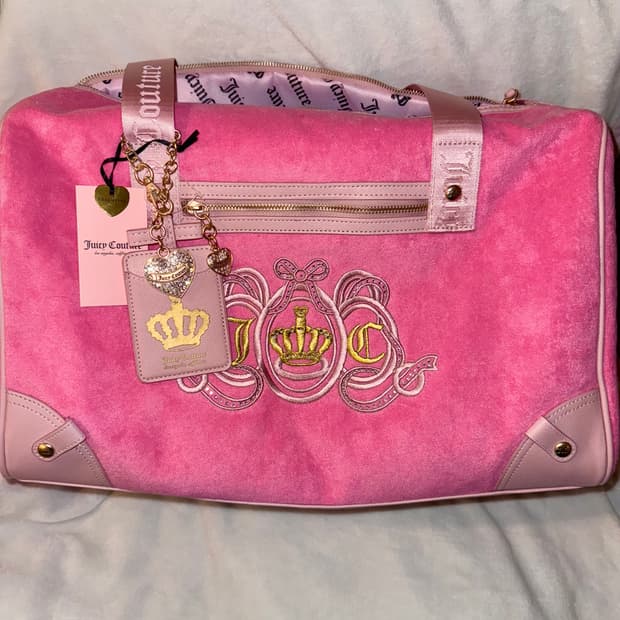 쥬시꾸뛰르 데이드리머 러버서클럽 위켄더 벨벳 더플백 가방 핫핑크 블랙