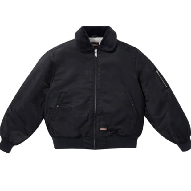 슈프림X디키즈 퍼 칼라 봄버자켓 블랙 L