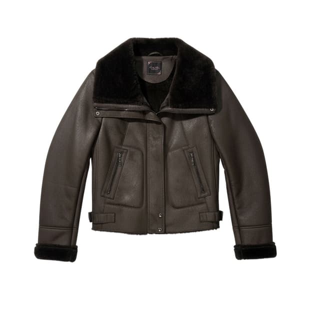 city gee 브라운 퍼 카라 무스탕 자켓