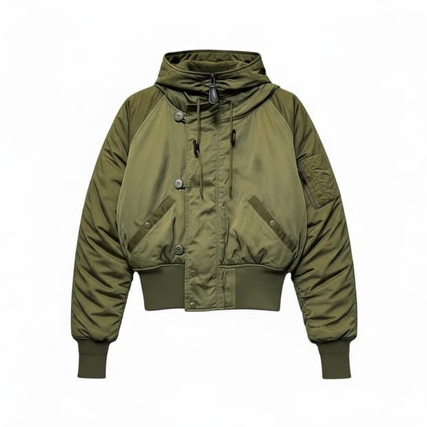 AZUL 아즈루 N-2B 플라이트 봄버자켓 빅후드 윈드가드 디테일 카키