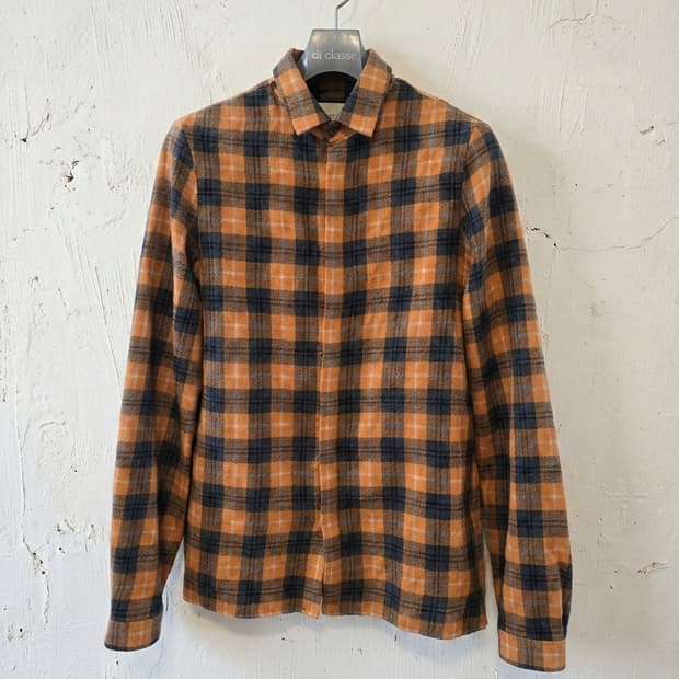 구찌 남성 오렌지 체크 플란넬 셔츠 66