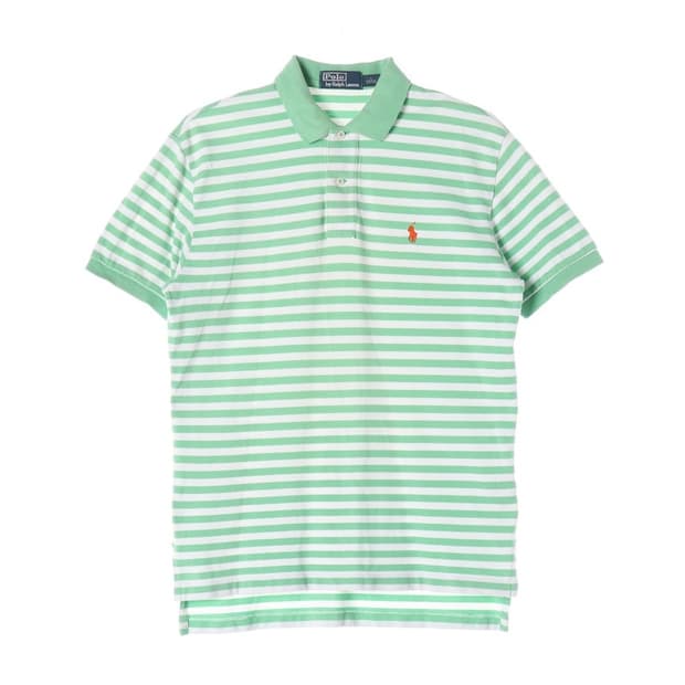 폴로 랄프로렌 그린 스트라이프 포니 반팔 카라티 S
