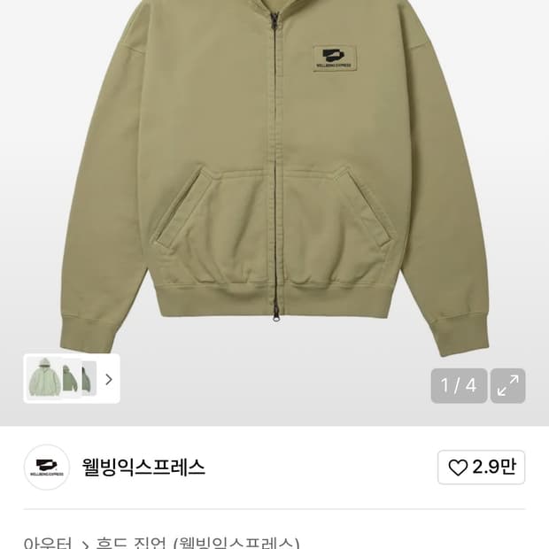 구매) 웰빙익스프레스 로고 패치 후드집업