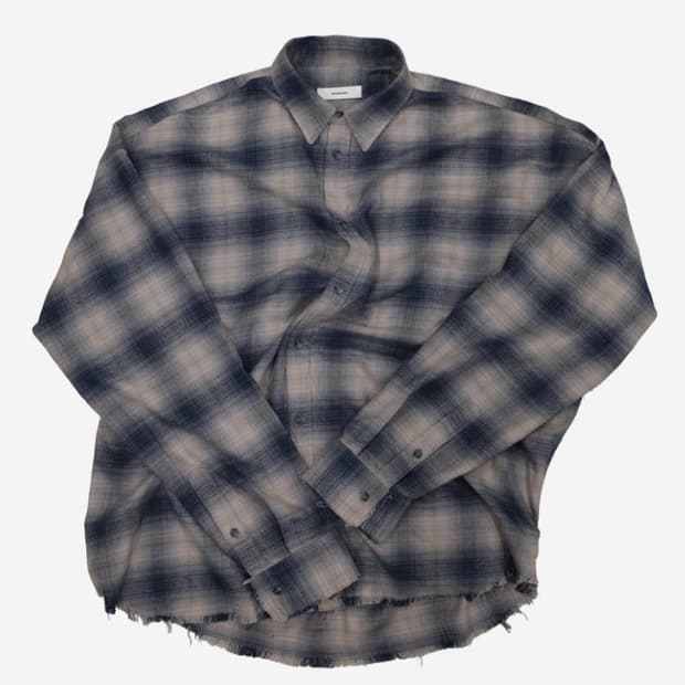 1 논노드 플렉서블 스트링 체크 셔츠 블루 그런지