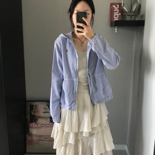 폴로 랄프로렌 포니로고 스트라이프 후드 바람막이 자켓