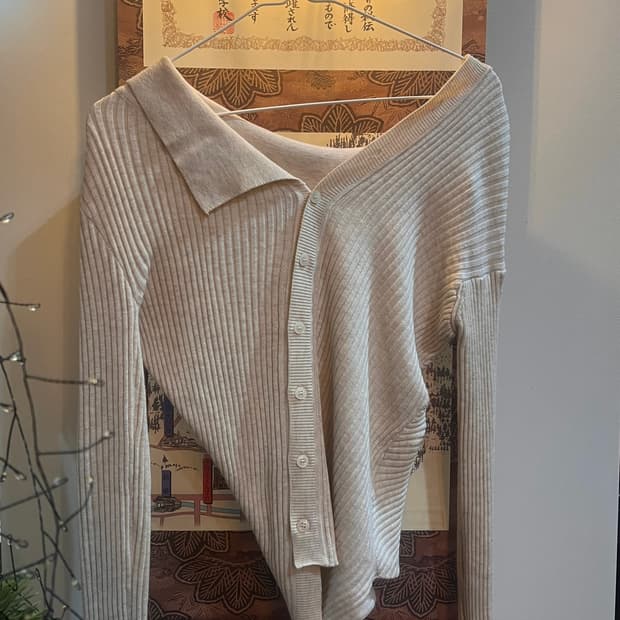 원오프 베이지 골지 니트