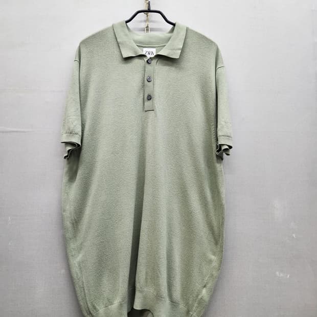 자라 ZARA 올리브 그린 비스코스 니트 반팔XL(L~XL)