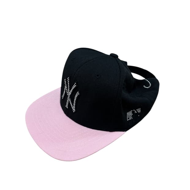 MLB 큐빅 스냅백 블랙/핑크
