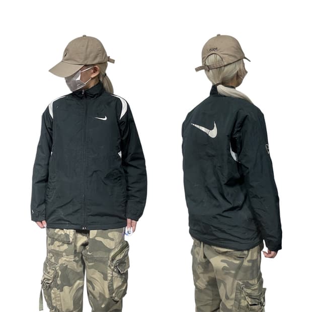00s 나이키 블랙 빅 로고 올드스쿨 바람막이 자켓 L
