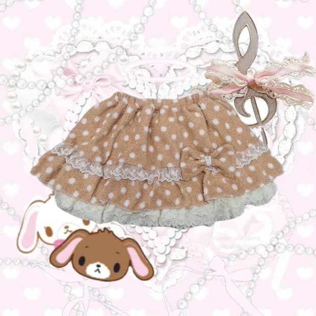 마카롱 스커트 브라운 도트 갸루 히메갸루 라떼갸루