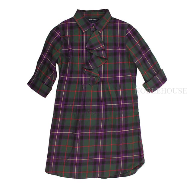 랄프로렌 쥬니어 그린&퍼플 러플 체크 원피스(10)