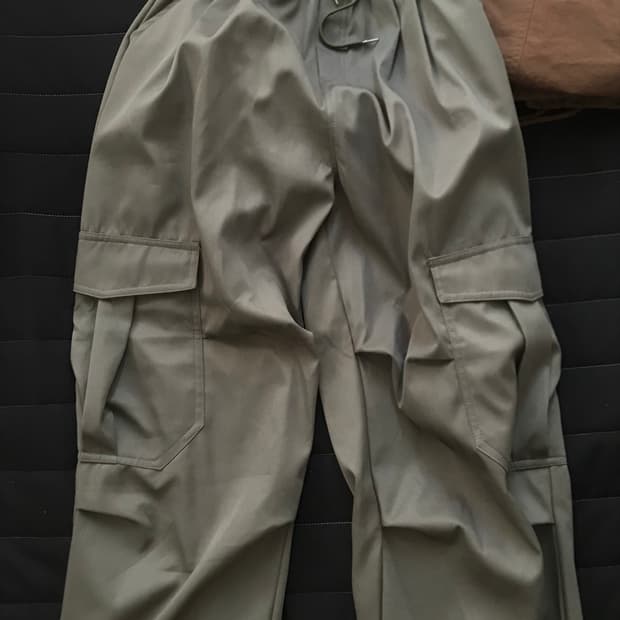 카키 카고 밴딩 바지