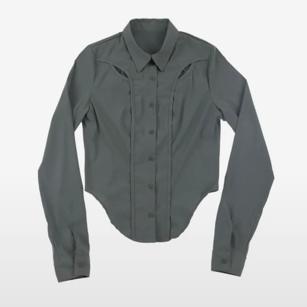 오호스 나일론 셔츠 Chest Hole Nylon Shirt / Grey