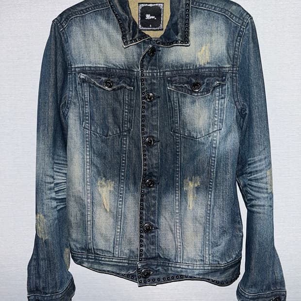MIDAS Studded Destroyed Denim Jaket