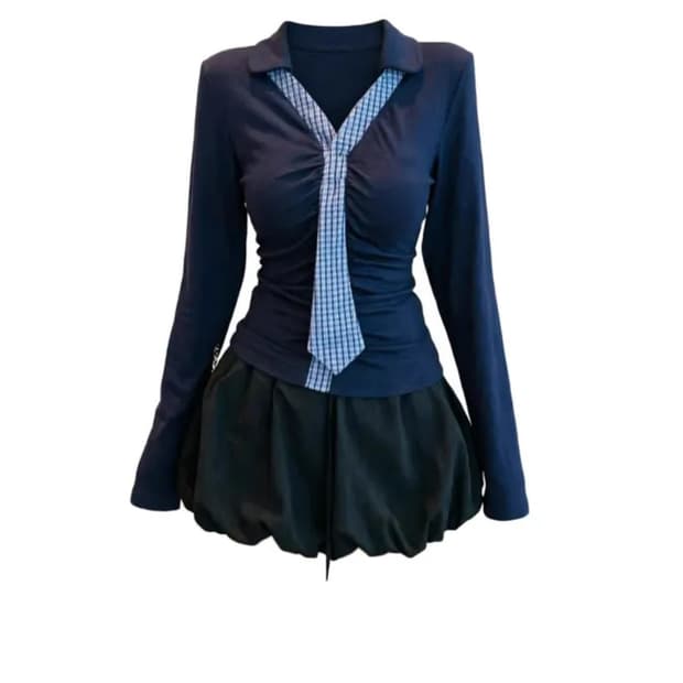 Y2K 하이틴 셋업 플래피룩(상+하의 세트)