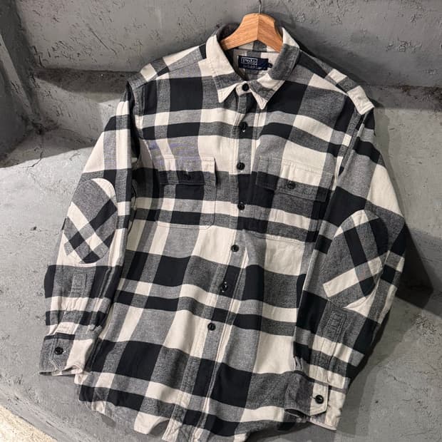폴로랄프로렌 블랙 화이트 플란넬 체크셔츠