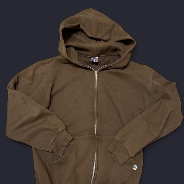 00s 러셀 애슬레틱 후드집업 브라운