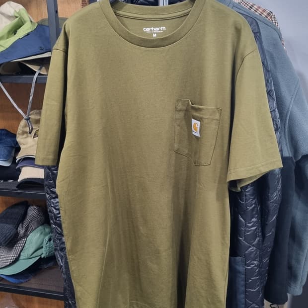 칼하트 wip s/s 포켓 티셔츠 (카키) M사이즈 컨디션9/10