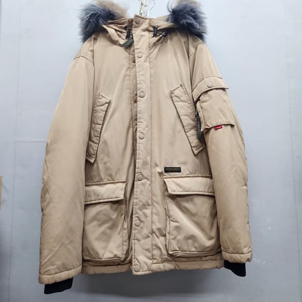 커버낫 덕다운 투톤(라쿤/양털) 후드퍼 야상패딩 M(L)