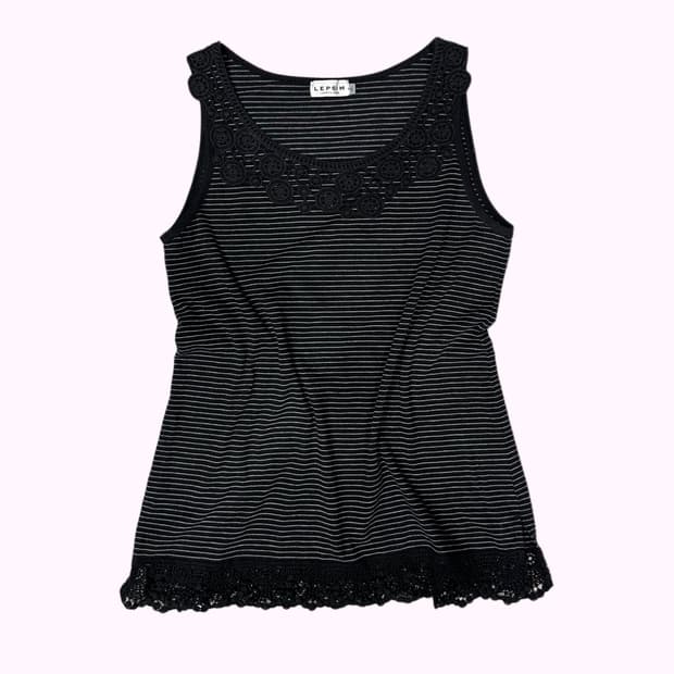 black stripe crochet sleeveless