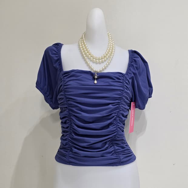 유럽빈티지)로맨틱 셔링 y2k 주름벌룬 여름 퍼프크롭탑블라우스