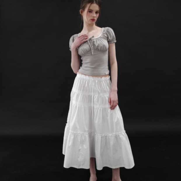 드라이로즈 롱 캉캉 스커트 화이트 