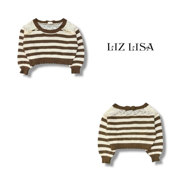  리즈리사 레이스 스트라이프 니트 y14214