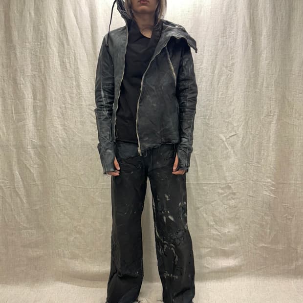 ZAM BARRETT 타입 III 더블 지퍼 문스타 가죽후디 자켓