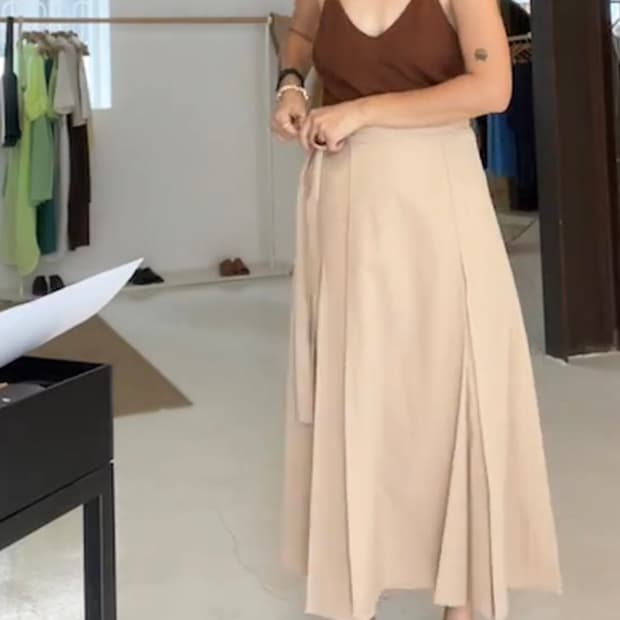 새상품)길트프리 면+린넨 혼방 스커트 BEIGE WRAP SKIRT 해