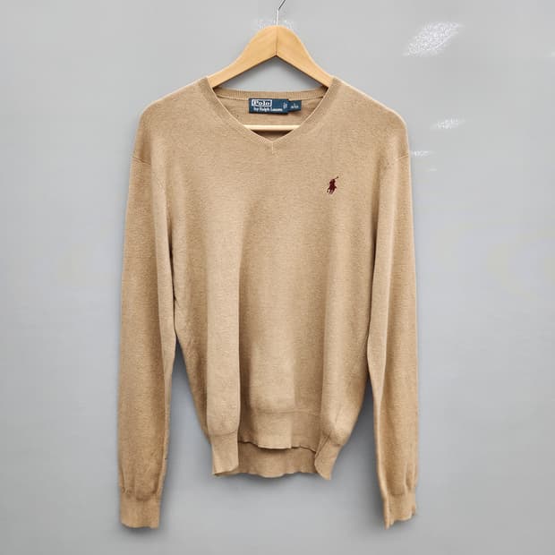 폴로 랄프로렌 브이넥 니트 베이지