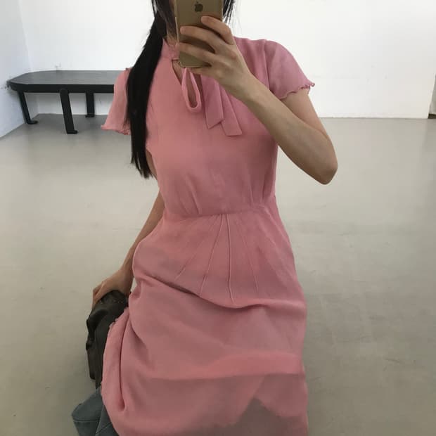 vintage pink tie one-piece