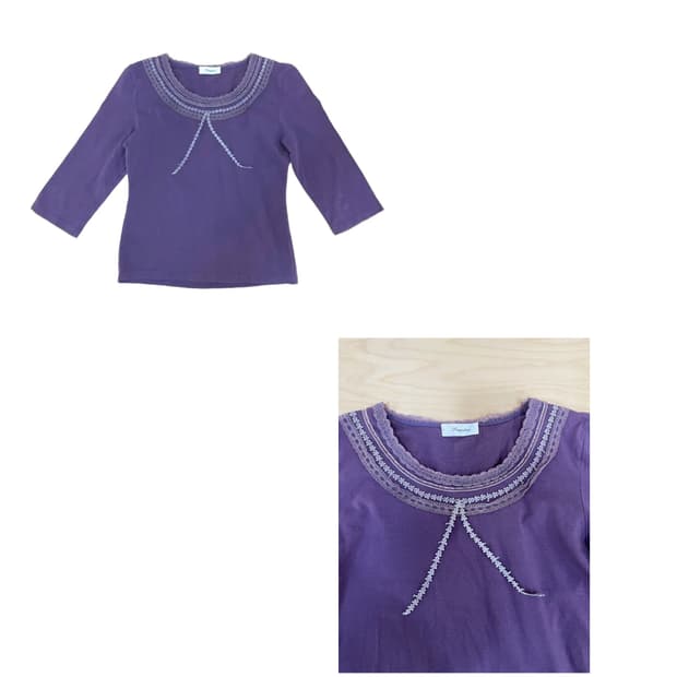 빈티지 퍼플 레이스 티셔츠