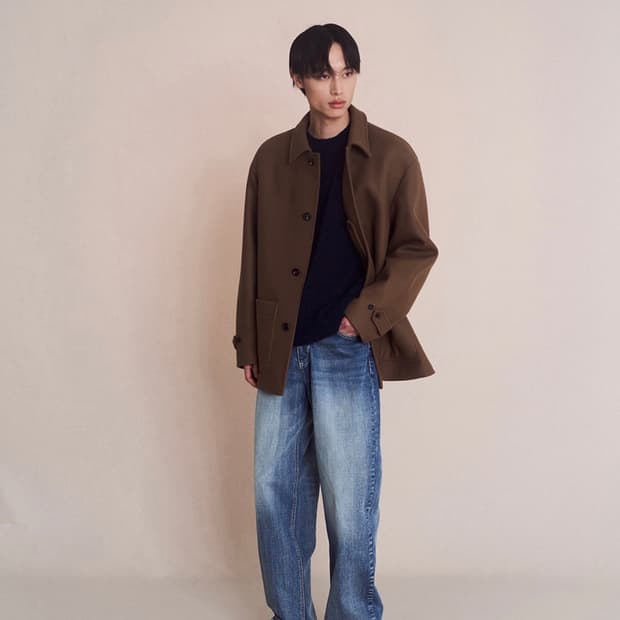 (새상품) 포커페이스 하프 코트 브라운 48