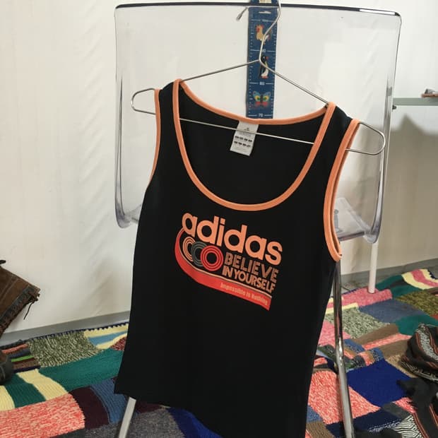 adidas Vintage Black Tank Top with Orang