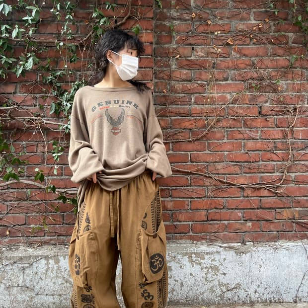 히피 에스닉 문양 와이드 벌룬 팬츠