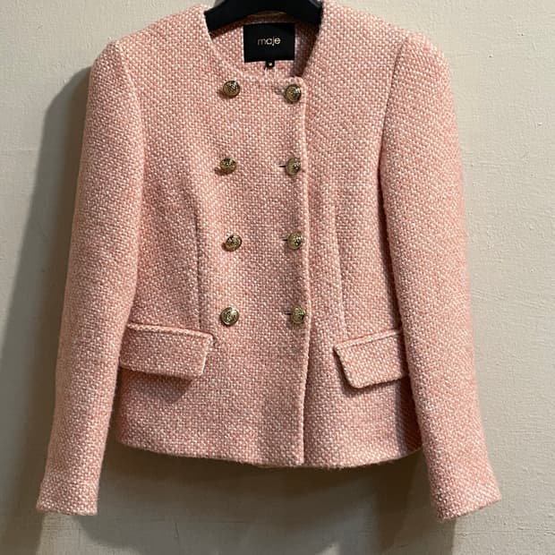 마쥬 핑크 트위드 더블 자켓