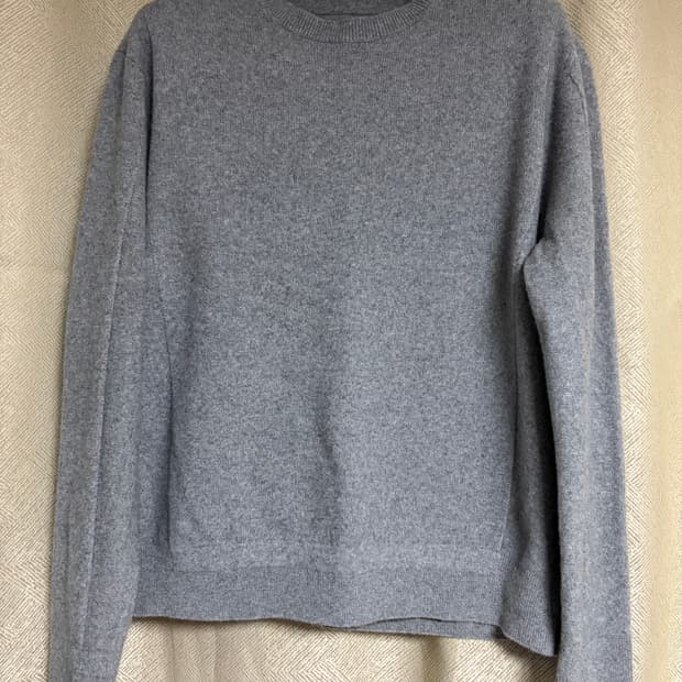 [L] 제냐 버티컬 라인 울 캐시미어 크루넥 스웨터 그레이