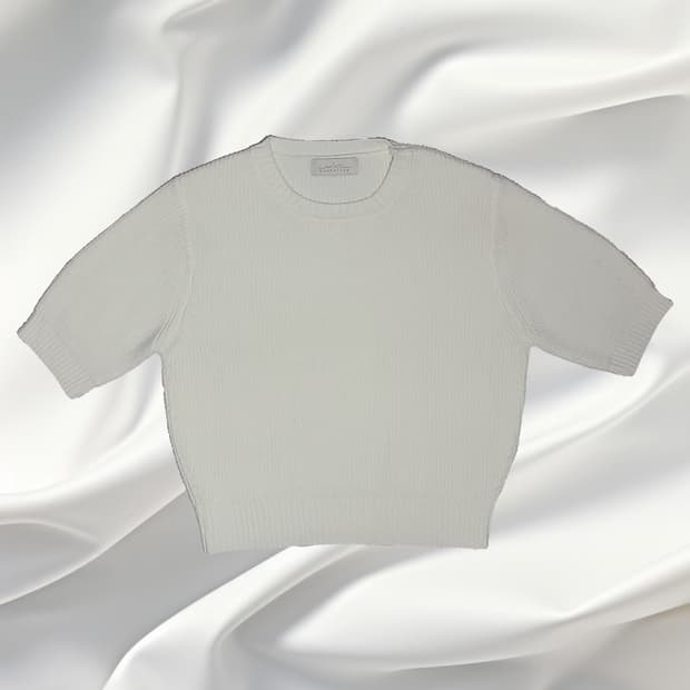 WELLMADE 웰메이드 반팔 니트 (아이보리)