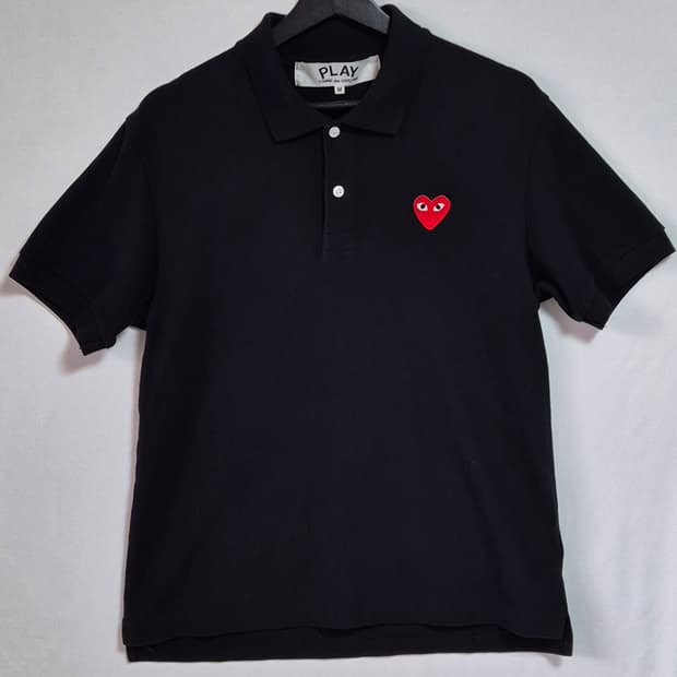M ) 꼼데가르송 블랙 레드하트와펜 PK 반팔티