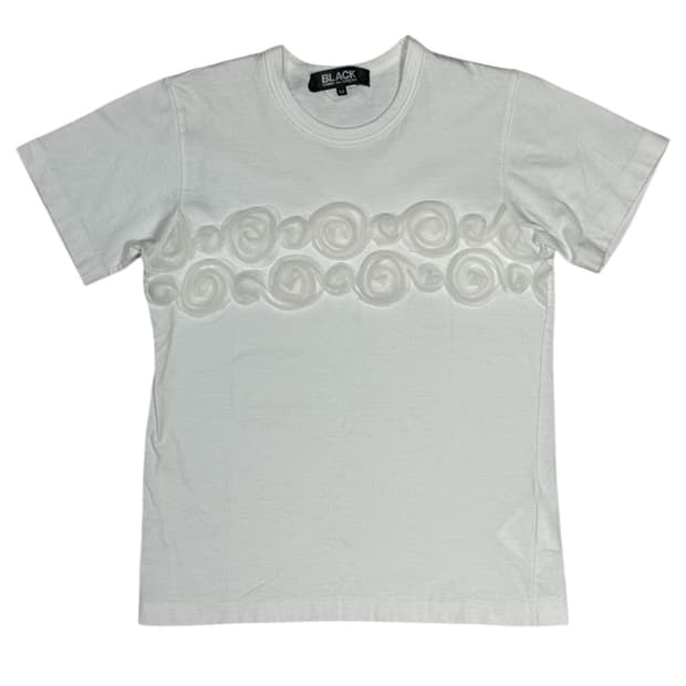 2015 꼼데가르송 입체 쉬폰 장미 디테일 반팔 티셔츠