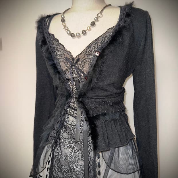 고스 페어리 퍼니트 블랙 가디건