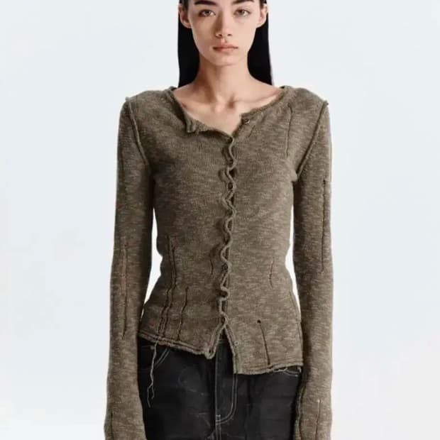 마뗑킴 언밸런스 버튼 디테일 가디건