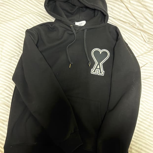 아미 빅로고 하트 후드티 L 블랙